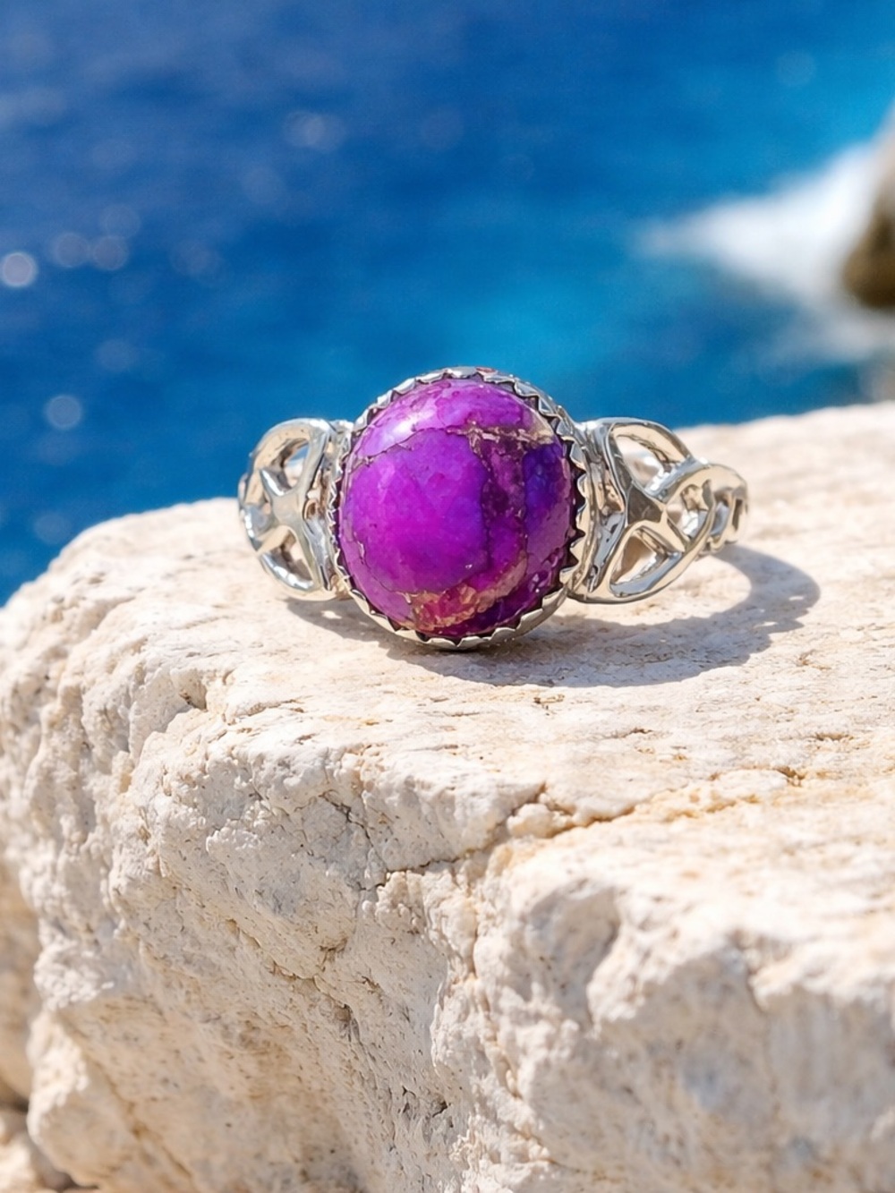 Purple Copper Turquoise Ring - Picture 4 of 13